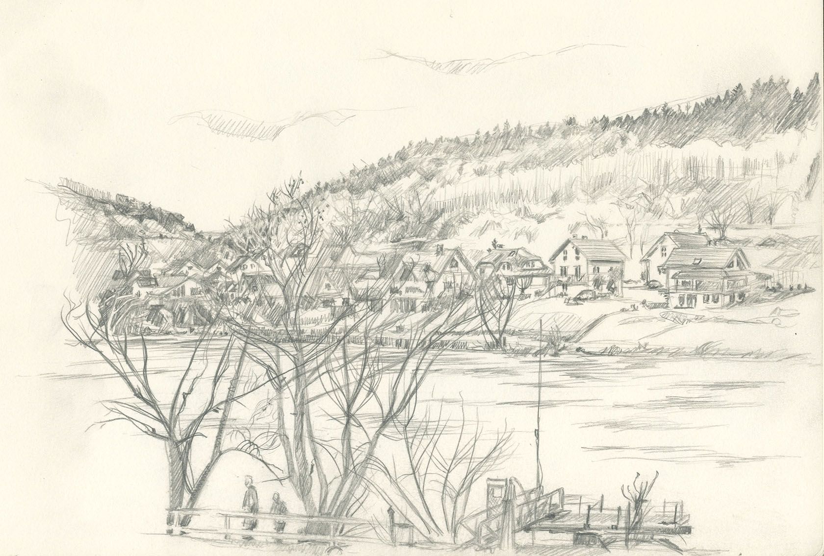 1680x1135 Image Result For Pencil Village Sketch Far Away Simple - Village Sketch