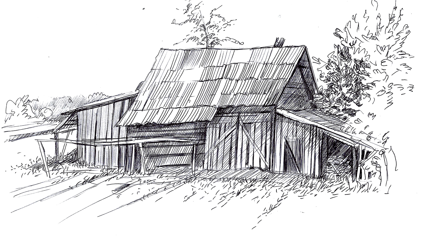 1400x786 On The Belarusian Village, Sketches On Behance - Village Sketch