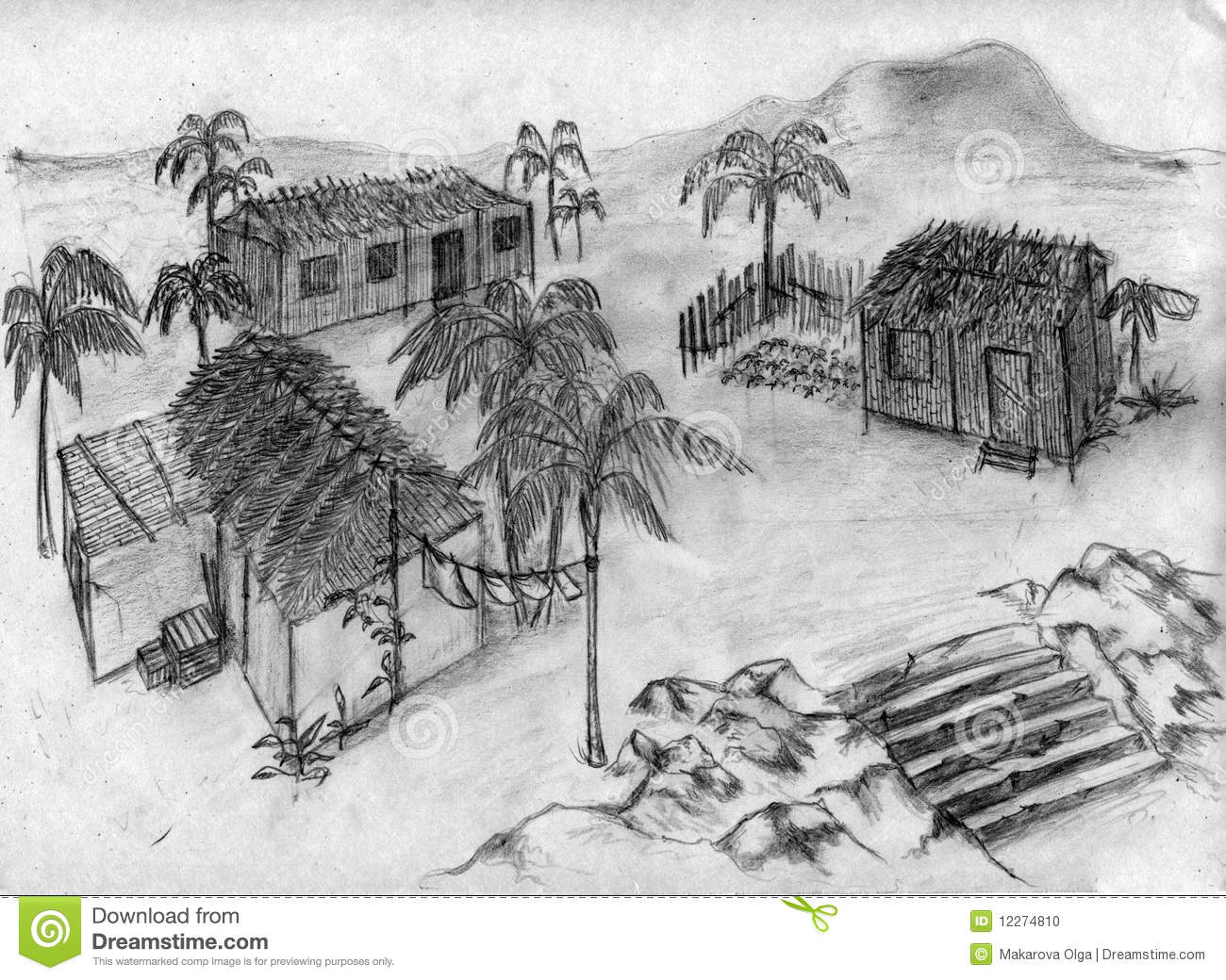 1300x1040 Village Drawing Sketch Village Drawing Sketch - Village Sketch