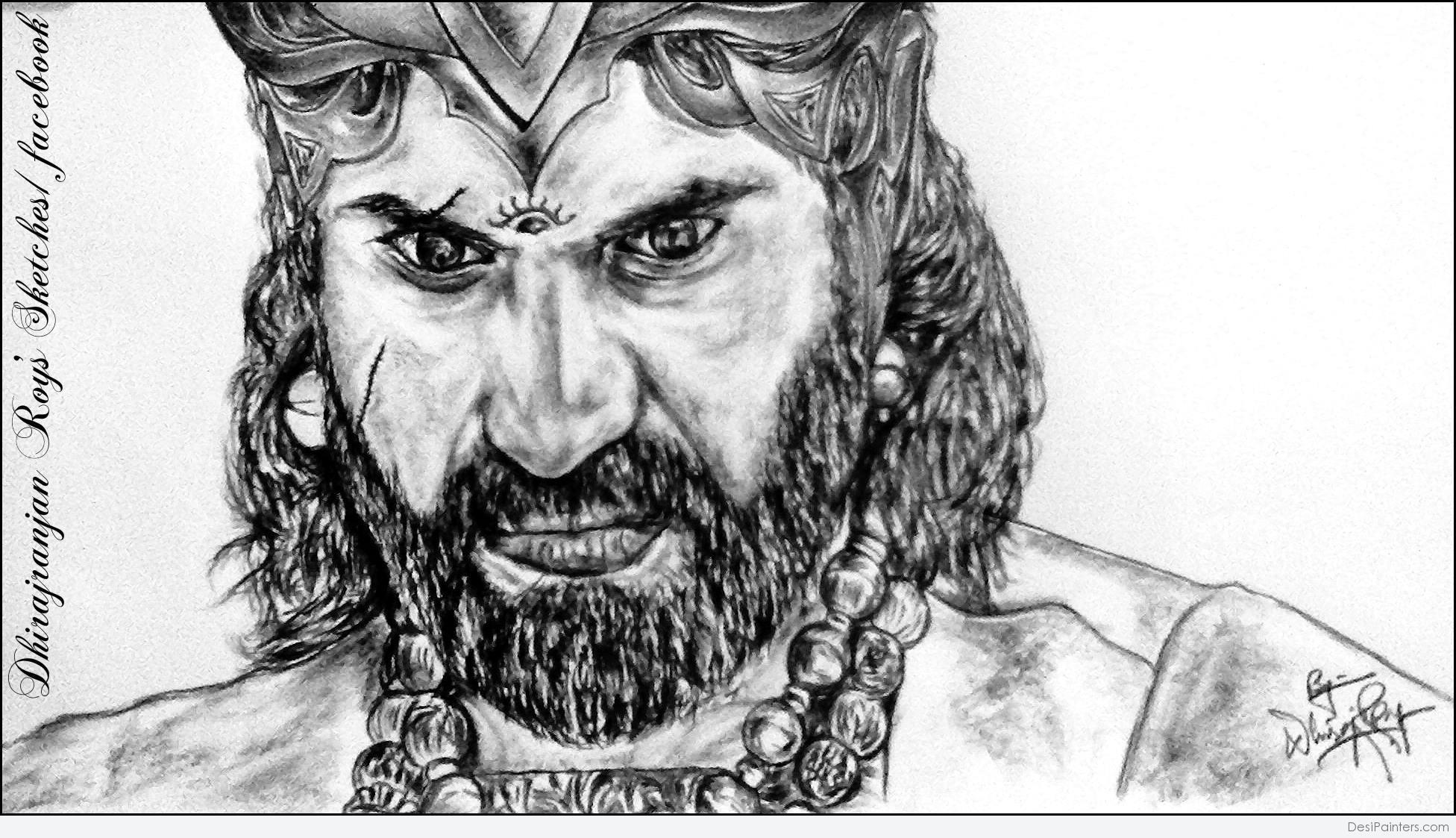 1952x1123 Pencil Sketch Of Bahubali Villain Rana - Villain Sketches
