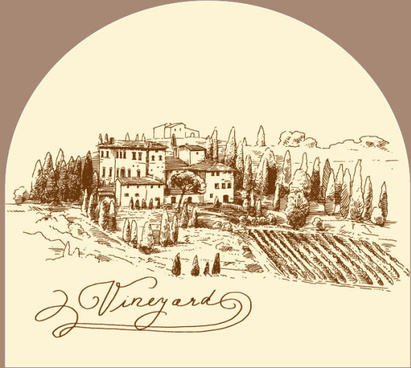 411x368 Vineyard Vector Free Vector Download (30 Free Vector) For - Vineyard Sketch