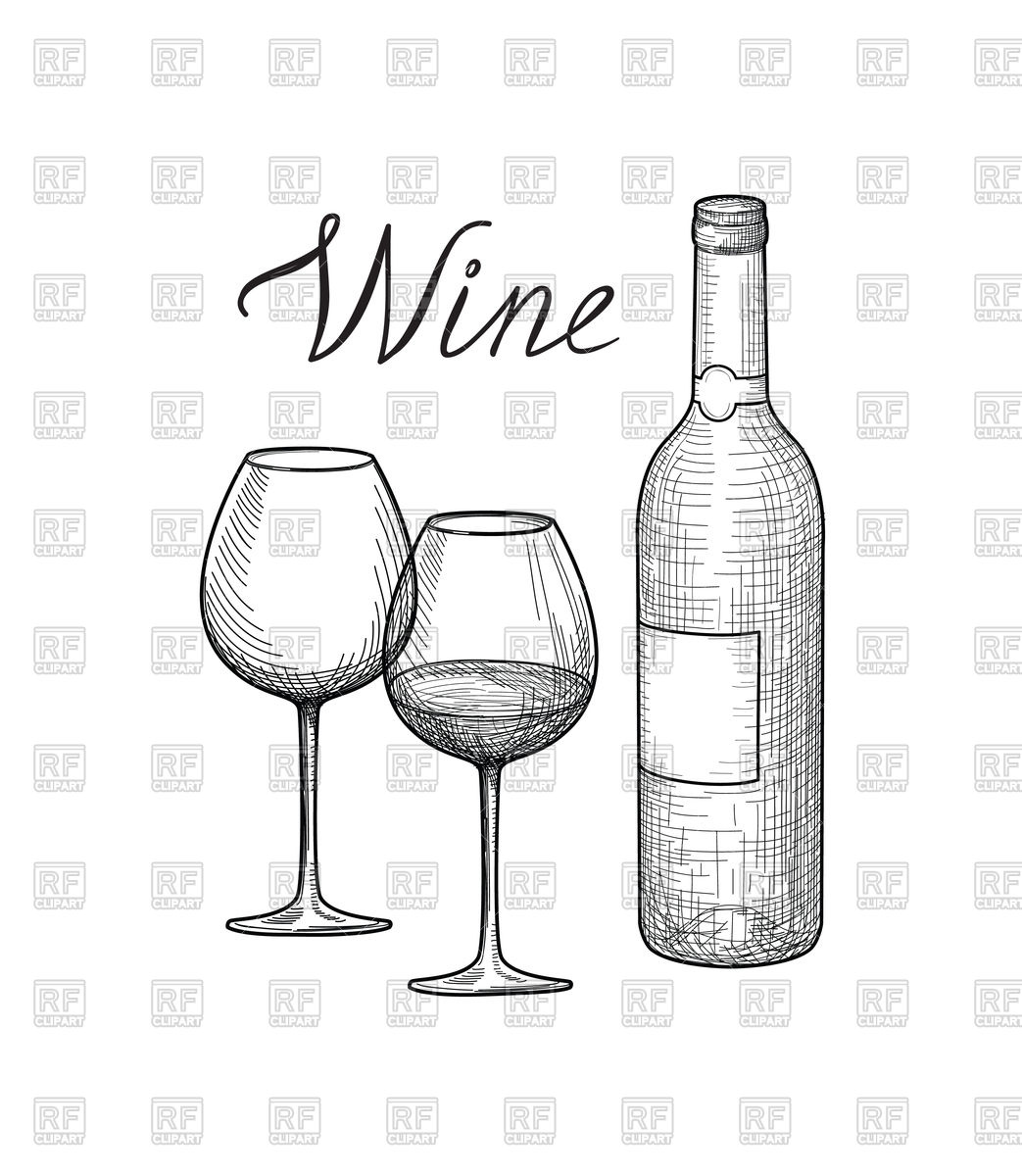 1043x1200 Wine Glass, Bottle. Vineyard Sketch Style Retro Banner. Vector - Vineyard Sketch