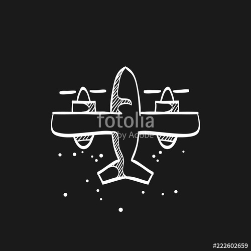 500x500 Sketch Icon In Black - Vintage Airplane Sketch