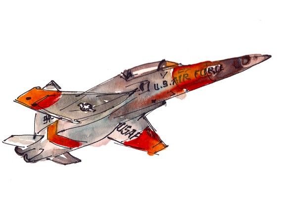 570x407 Vintage Airplane In Orange And Grey A Sketch 5x7 By Sketchaway - Vintage Airplane Sketch