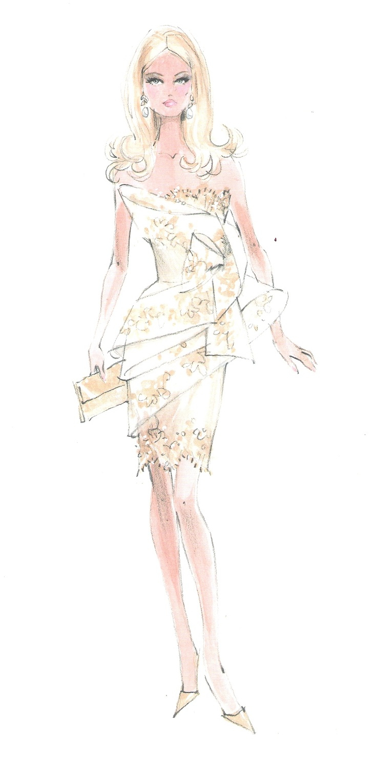 736x1504 Barbie Fashion Sketches 461 Best Robert Best..barbie Illustrator - Vintage Barbie Sketches