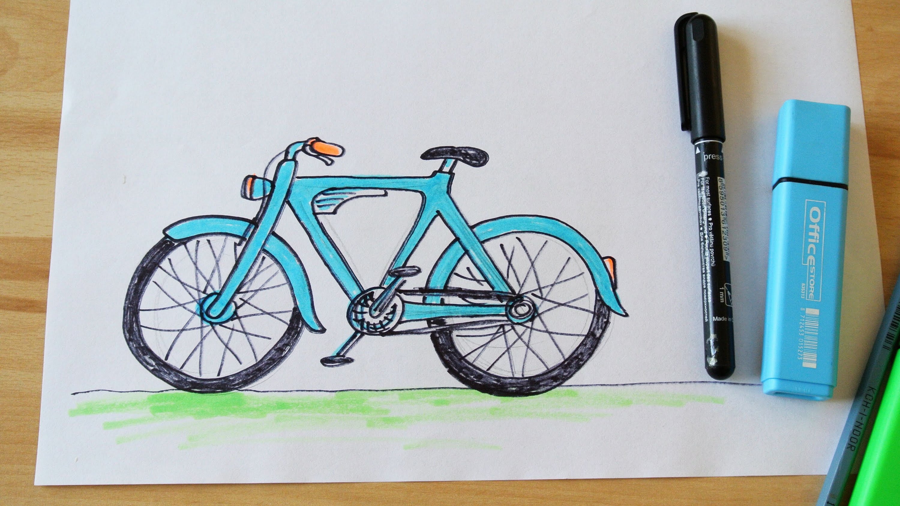 3000x1688 How To Draw A Vintage Bicycle (For Kids) - Vintage Bicycle Sketches