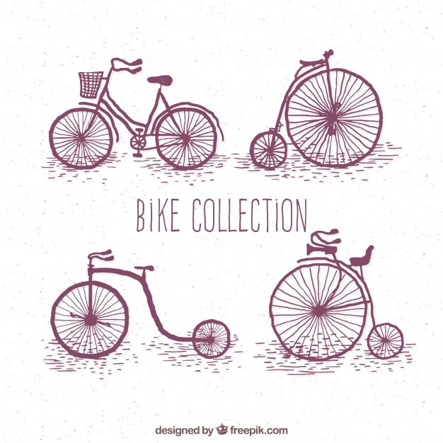 626x626 Set Of Vintage Bicycle Sketches Vector Free Download - Vintage Bicycle Sketches