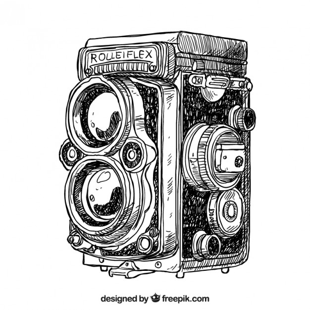 626x626 Hand Drawn Antique Camera Vector Free Download - Vintage Camera Sketch
