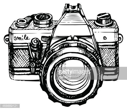 445x386 Vintage Camera Drawing - Vintage Camera Sketch