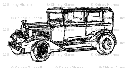 400x218 Black And White Vintage Car Sketch Wallpaper - Vintage Car Sketch
