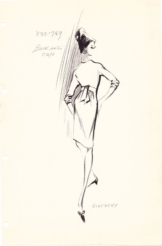 570x863 Original Haute Couture Vintage Fashion Sketch Stat By Awesomemema - Vintage Fashion Sketches