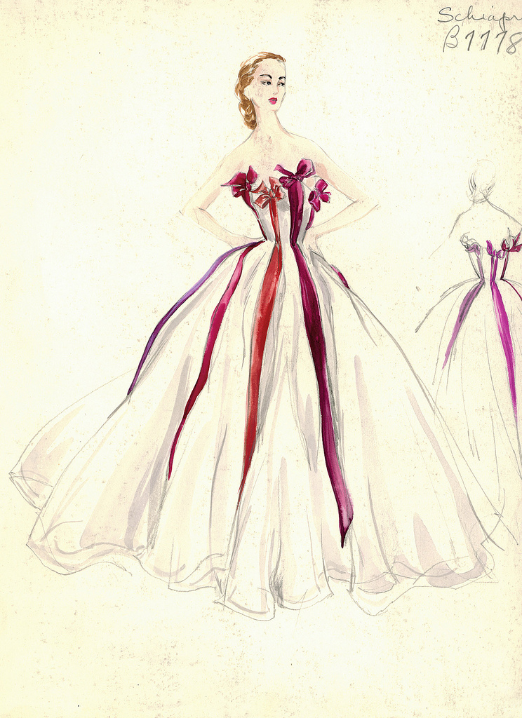 744x1024 Bergdorf Goodman Archives Vintage Designer Fashion Plates - Vintage Fashion Sketches