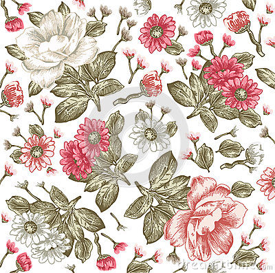 400x397 Collection Of Floral Drawing Wallpaper High Quality, Free - Vintage Floral Sketch