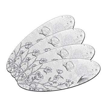 355x355 Vintage Butterflies Flowers Floral Sketch Oval Nail - Vintage Floral Sketch