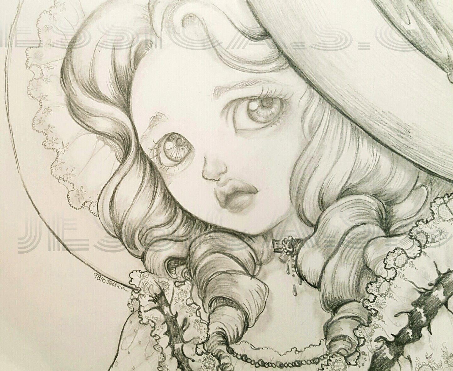 1440x1179 Pencil - Vintage Girl Sketch