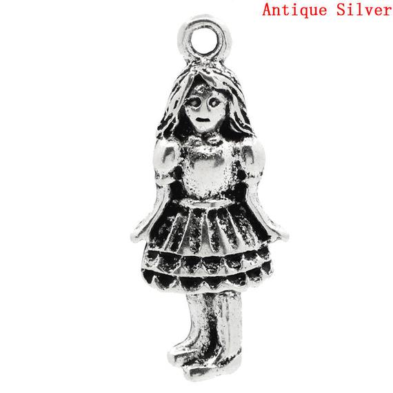 570x570 Silver Vintage Girl Charm Etsy - Vintage Girl Sketch