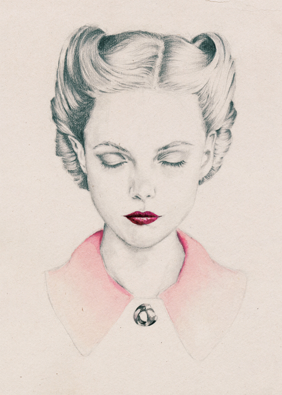 570x798 Vintage Girl Illustration On Behance - Vintage Girl Sketch