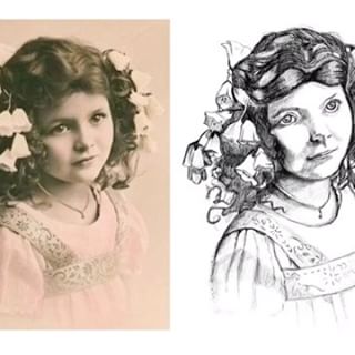 320x320 Vintage Flower Girl Sketch Made In Procreate. - Vintage Girl Sketch