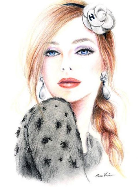 Vintage Girl Sketch At Explore Collection Of