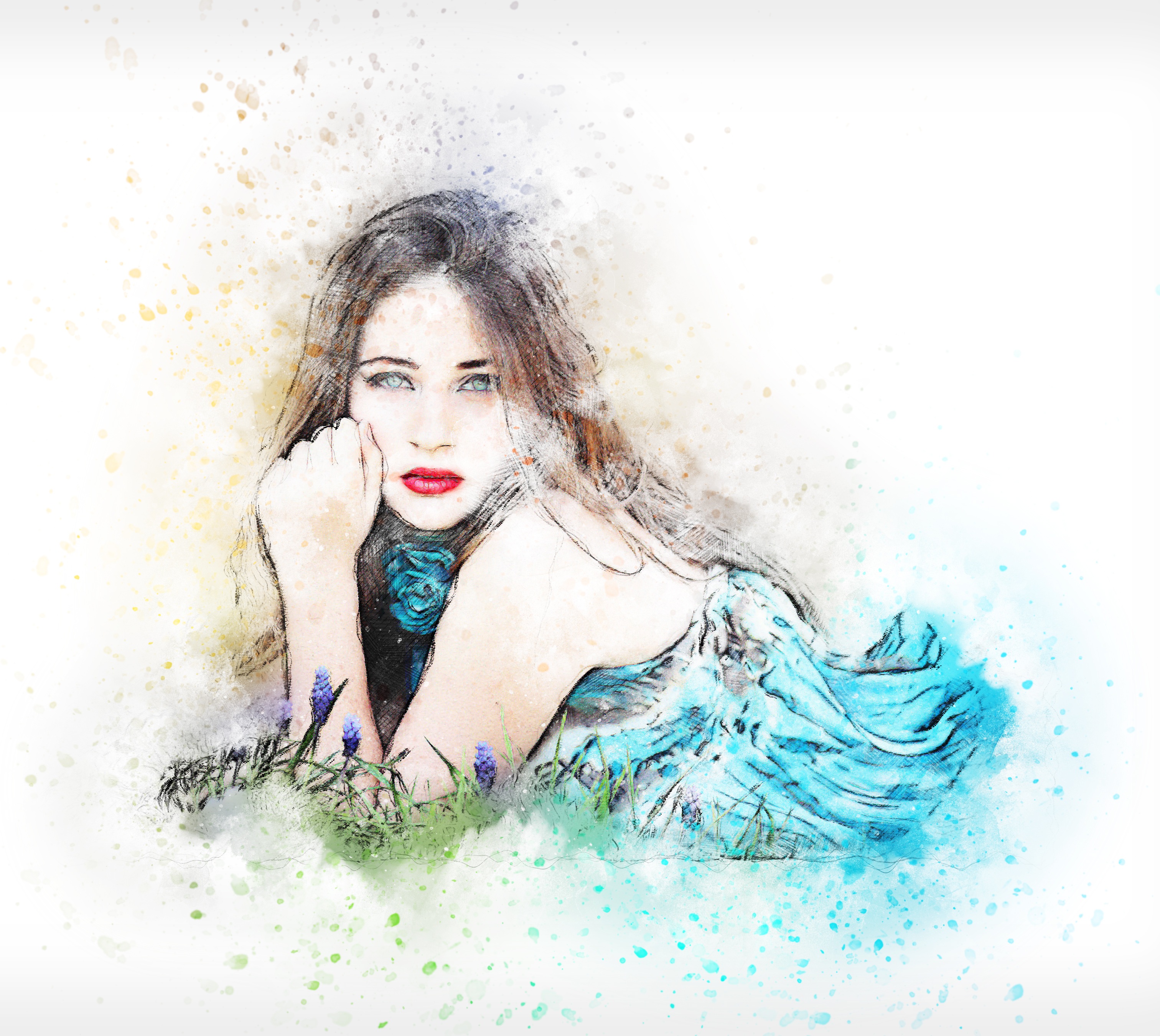 3024x2700 Free Images Abstract, Girl, Woman, Vintage, Flower, Artistic - Vintage Girl Sketch