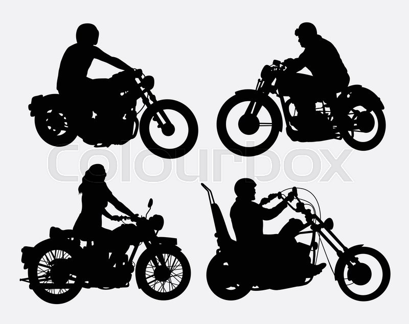 800x634 Male And Female Riding Vintage Motorcycle Silhouettes. Good Use - Vintage Motorcycle Sketch