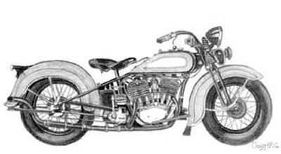 400x219 Motorcycle Pencil Sketch - Vintage Motorcycle Sketch
