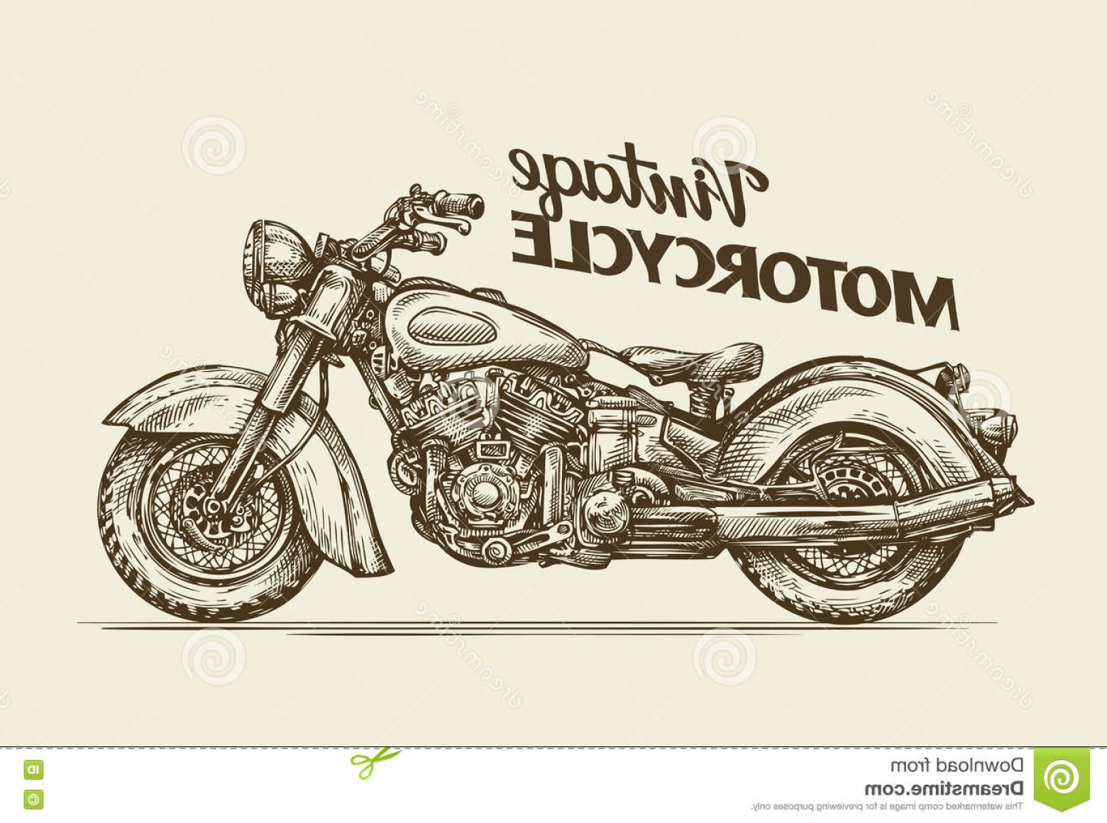 1560x1160 Stock Illustration Vintage Motorcycle Hand Drawn Sketch Retro - Vintage Motorcycle Sketch