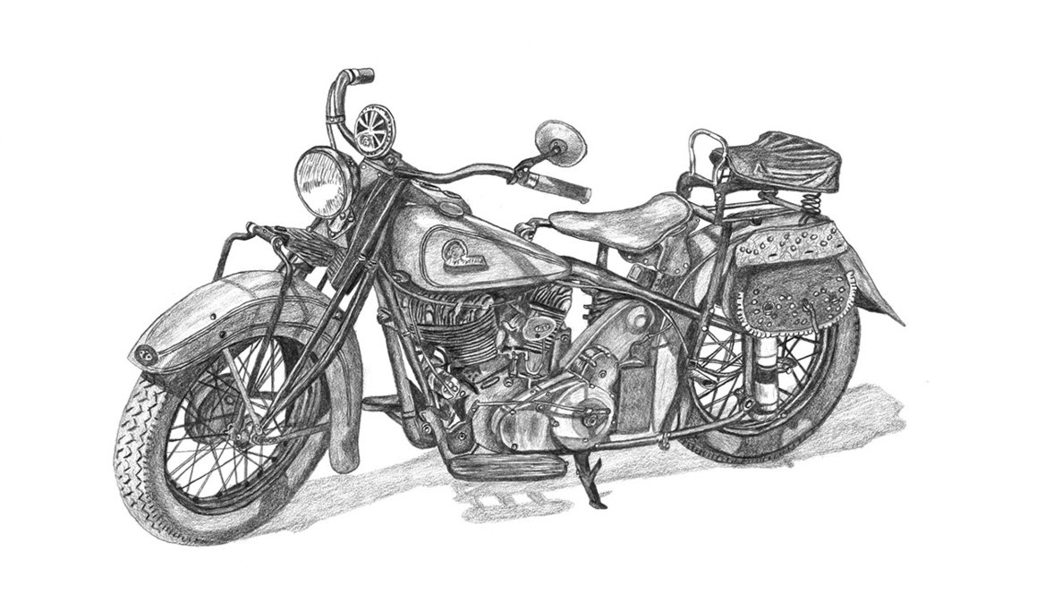1187x673 Vintage Motorbike Sketch By Dividedfortune - Vintage Motorcycle Sketch