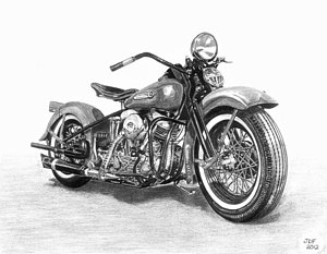 300x233 Vintage Motorcycle Drawings Fine Art America - Vintage Motorcycle Sketch