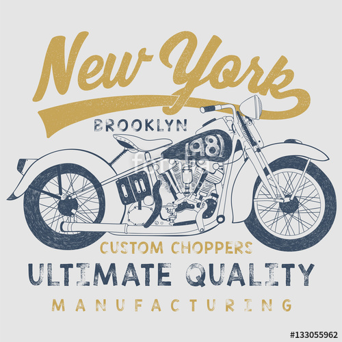 500x500 Vintage Motorcycle Sketch Illustration With Typography Stock - Vintage Motorcycle Sketch