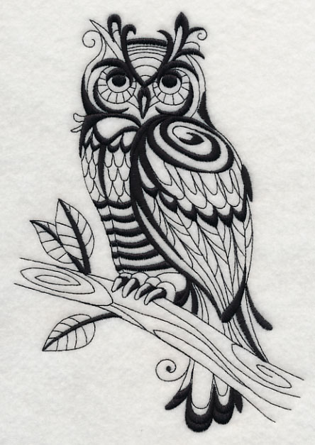 444x627 Machine Embroidery Designs - Vintage Owl Sketch