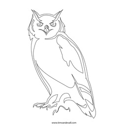 260x260 Owl Outline Vintage Clipart - Vintage Owl Sketch