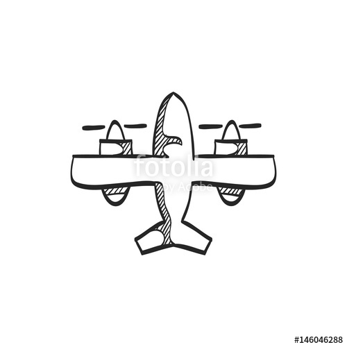 500x500 Sketch Icon - Vintage Plane Sketch