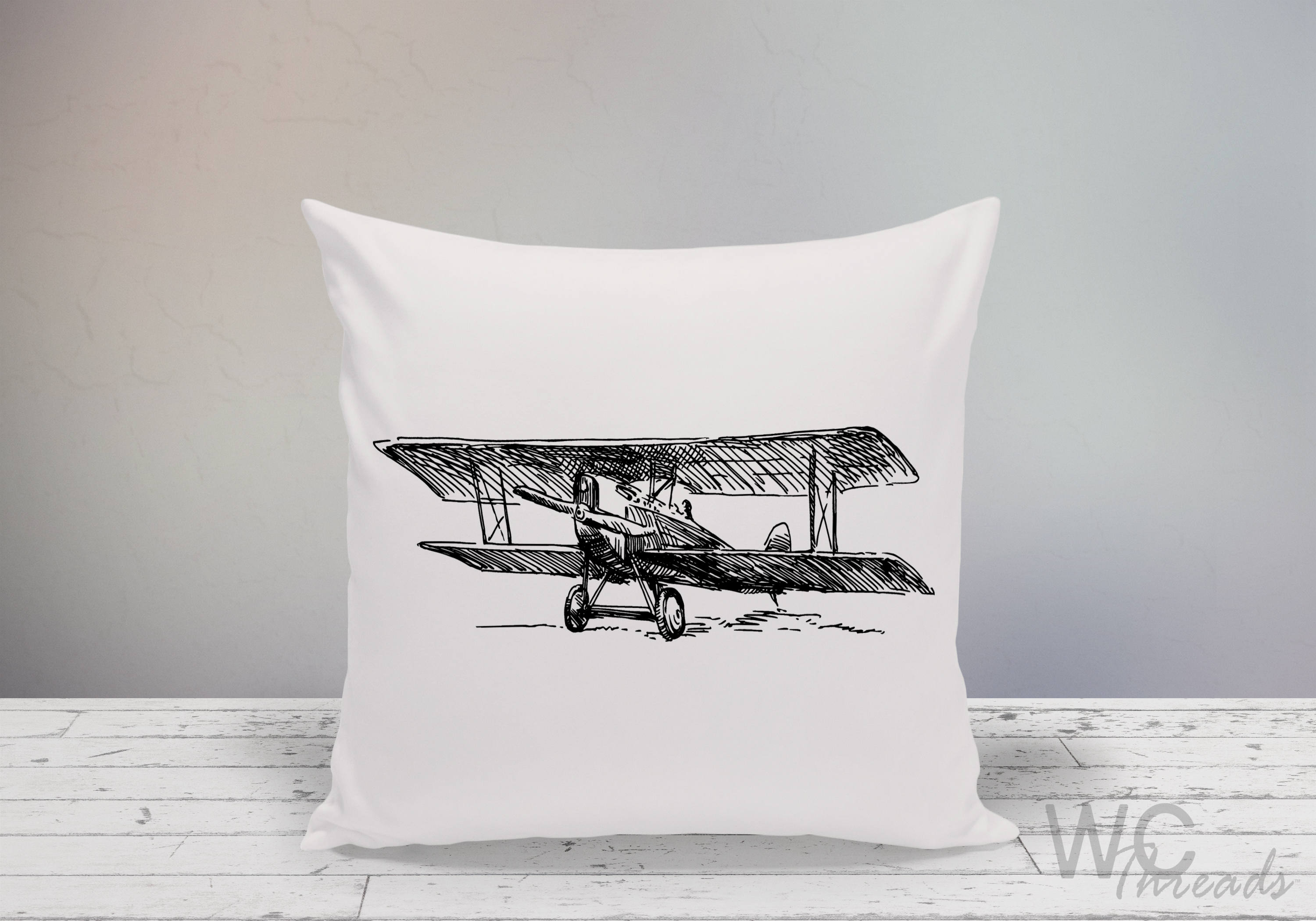3000x2100 Vintage Airplane Square Pillowartistic Black Amp White Sketch Etsy - Vintage Plane Sketch
