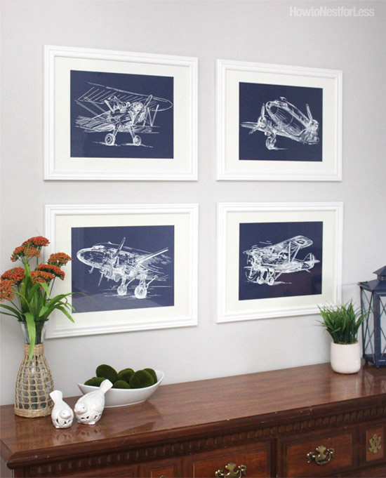 550x681 Vintage Sketch Airplane Posters {Set Of 4} - Vintage Plane Sketch