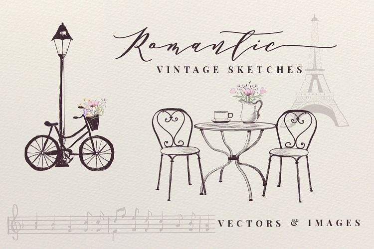 750x500 Romantic Vintage Sketches - Vintage Sketches