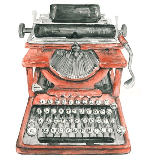 500x532 Drawn Typewriter Vintage Drawing - Vintage Typewriter Sketch