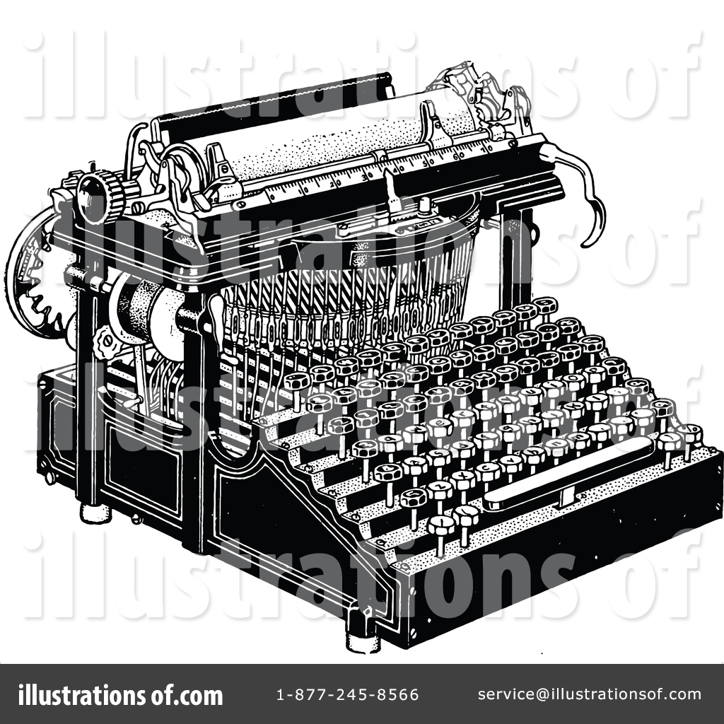 1024x1024 Typewriter Clipart - Vintage Typewriter Sketch