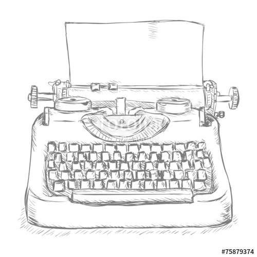 500x500 Vector Sketch Retro Typewriter Stock Image And Royalty Free - Vintage Typewriter Sketch