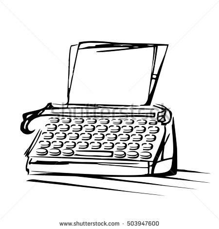 450x470 Collection Of Vintage Typewriter Line Drawing High Quality - Vintage Typewriter Sketch