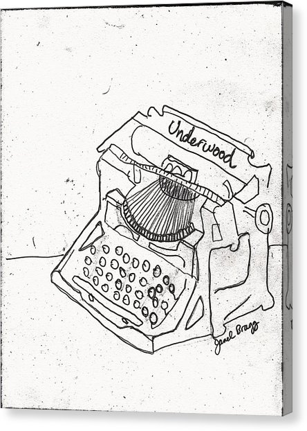 444x622 Vintage Typewriter Canvas Prints - Vintage Typewriter Sketch