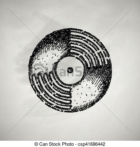 450x470 Vinyl Record Icon. - Vinyl Record Sketch