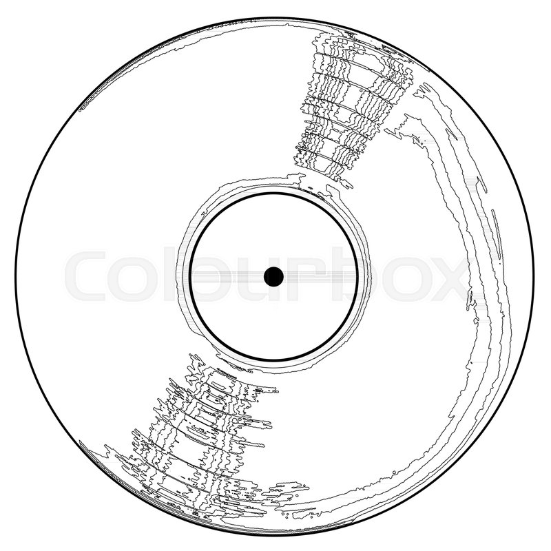 800x800 A Lp Vinyl Record Sketch With A Blank Label Over A White - Vinyl Sketch