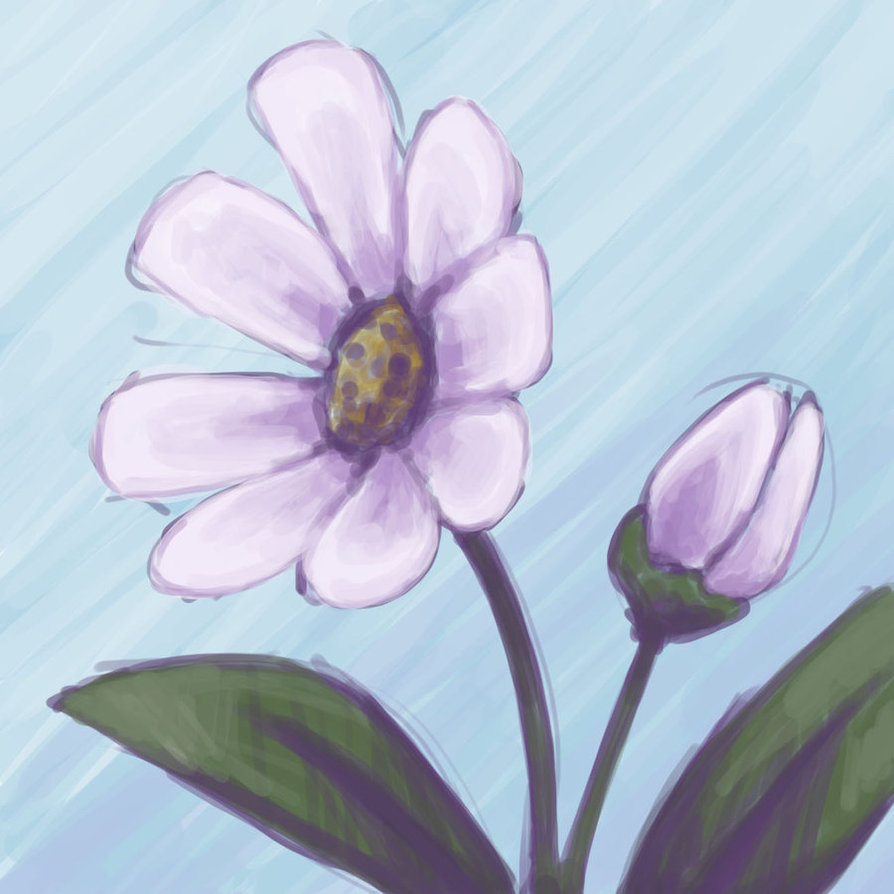 894x894 Purple Flower Sketch By Saokymo - Violet Flower Sketch