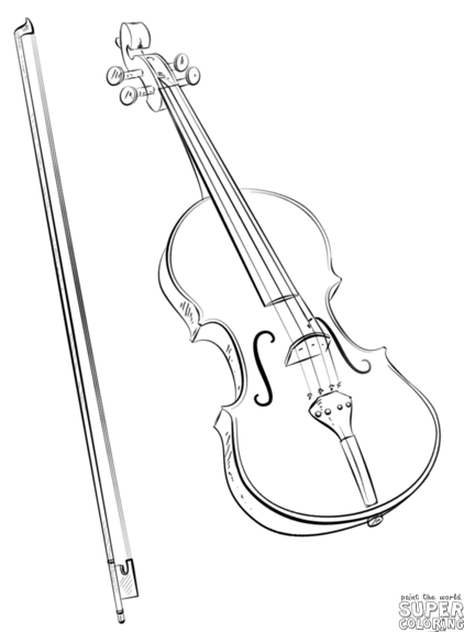 422x575 How To Draw A Violin And Bow Step By Step Drawing Tutorials - Violin Pencil Sketch