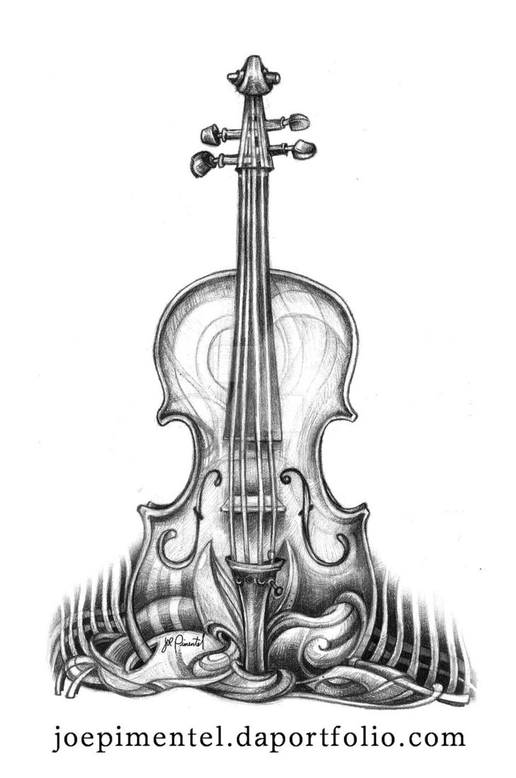 728x1098 Violin By Dehydrated1 - Violin Pencil Sketch