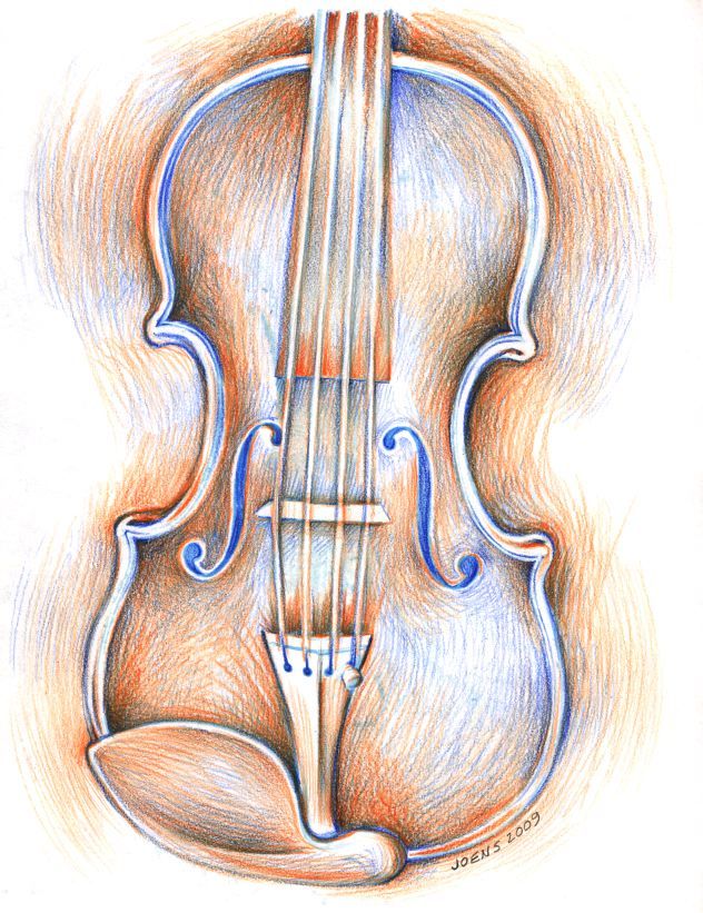 632x821 Violin... A Colored Pencil Sketch By Greg Joens Pencil Art - Violin Pencil Sketch