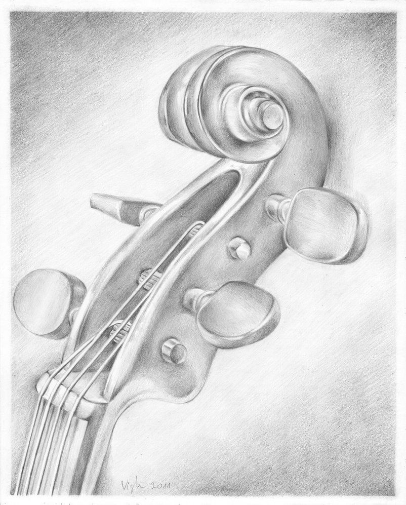 802x997 Violin By Vigh Attila Drawings Art, Drawings And - Violin Pencil Sketch