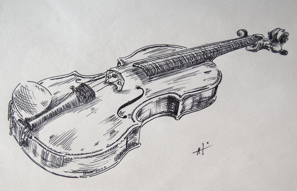 1024x657 Violin Study By Herbizore Art Art, Draw And Art - Violin Sketch