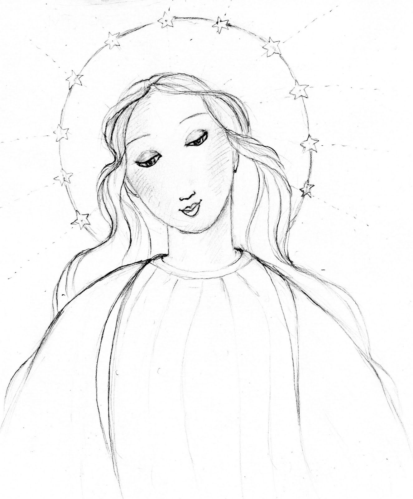 1325x1600 Enchanted Inspirations Virgin Mary Paintingsketches - Virgin Mary Sketch